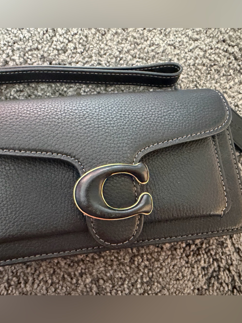 Coach Black Leather Clasp Tabby Wristlet